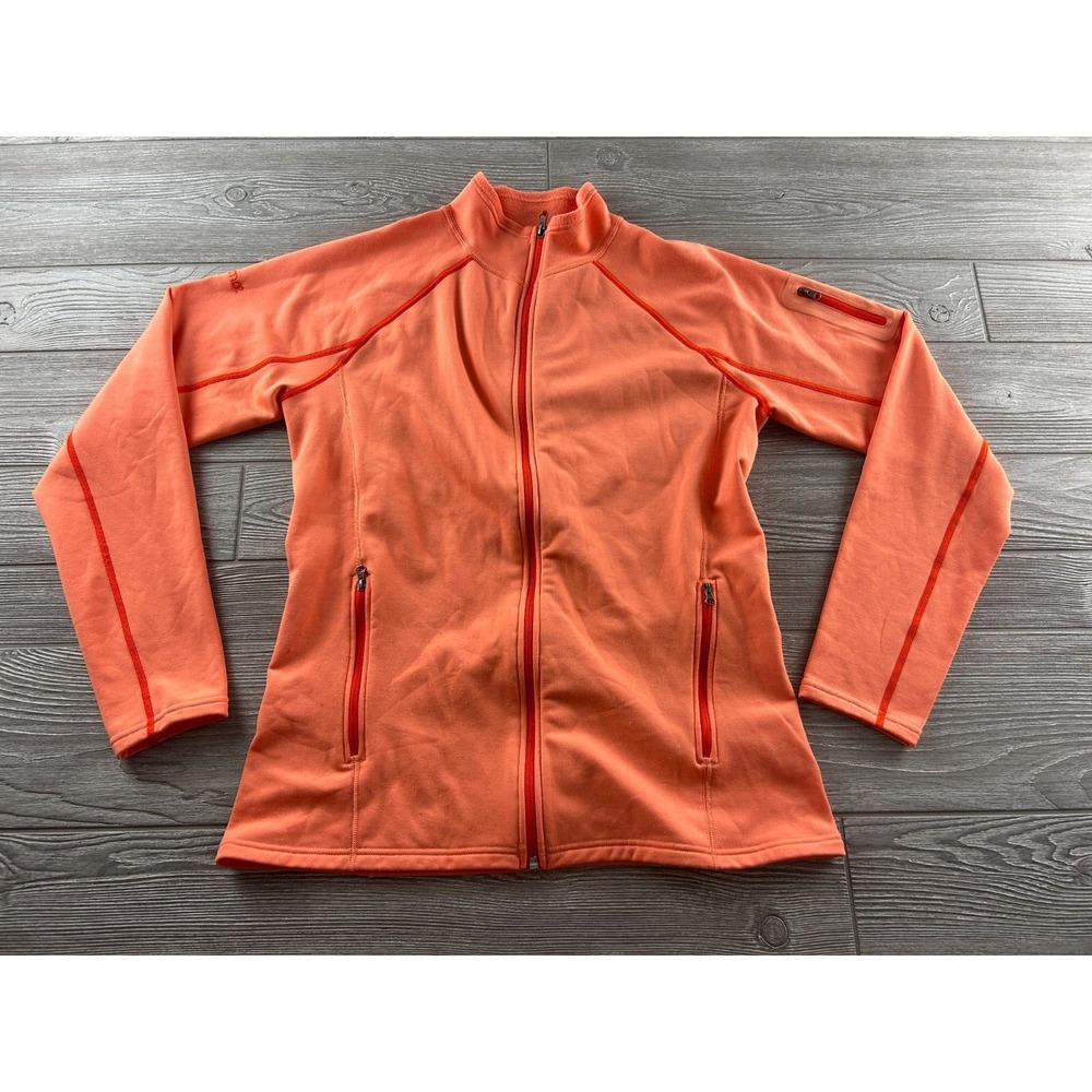 Marmot Jacket Womens Large Orange Full Zip Mock Neck Hiking Fleece E89560